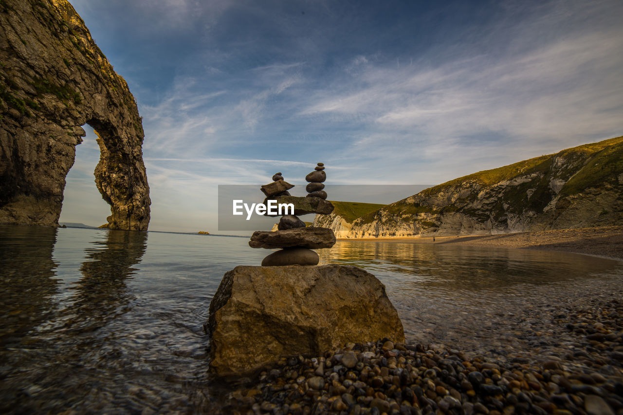 STATUE ON ROCK AGAINST SKY