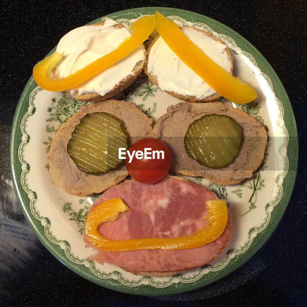 High angle view of breakfast served on table