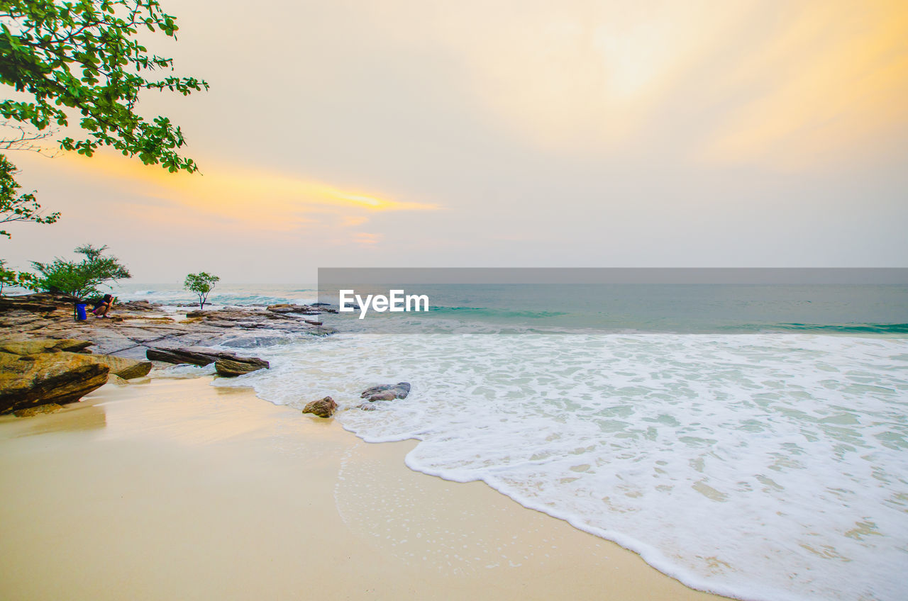 Scenic view of sea against sky during sunset