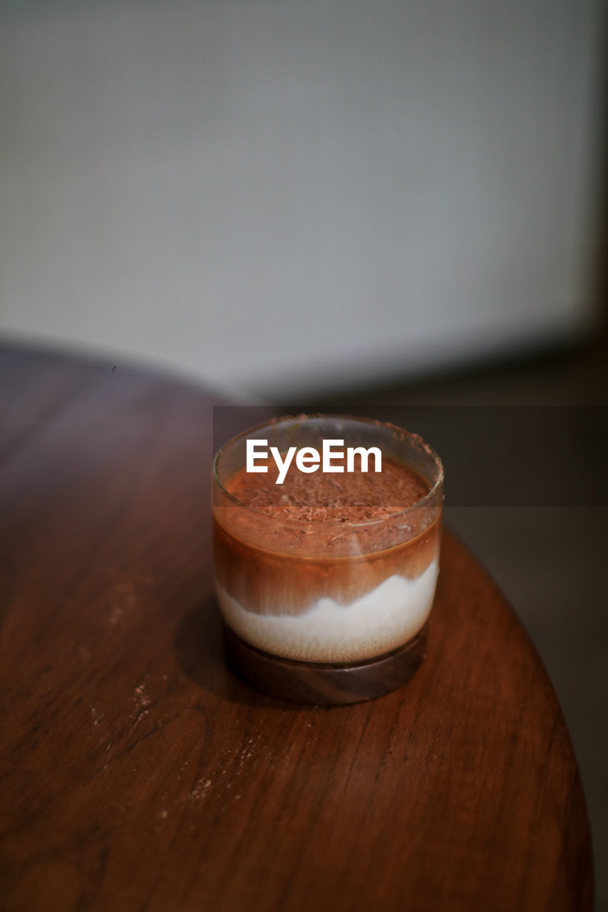 high angle view of drink on table