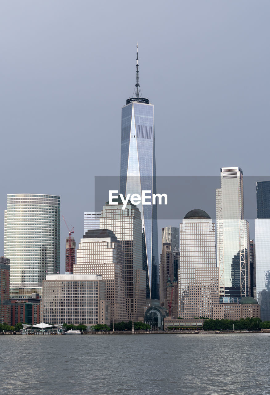 View of lower manhattan from jersey city waterfront after a summer storm