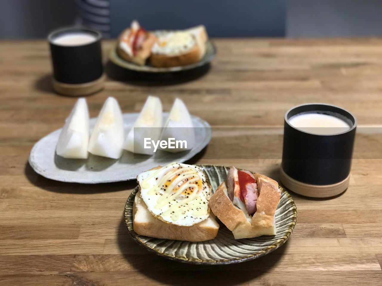 Close-up of breakfast on table