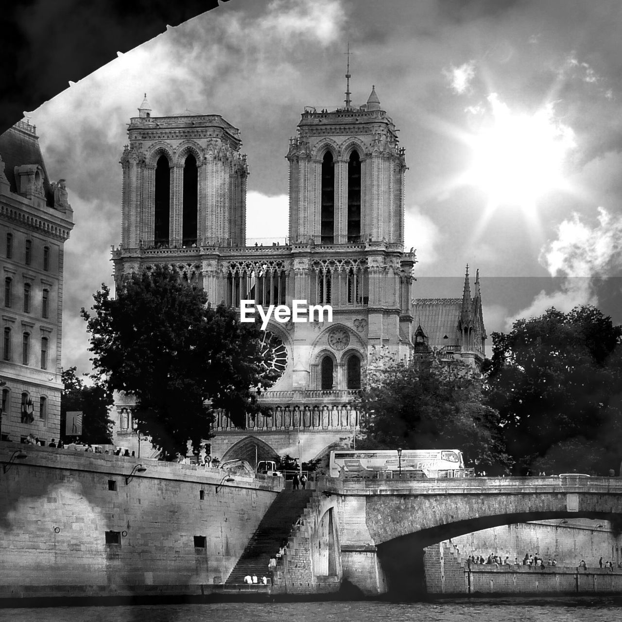 Low angle view of notre dame de paris against sky