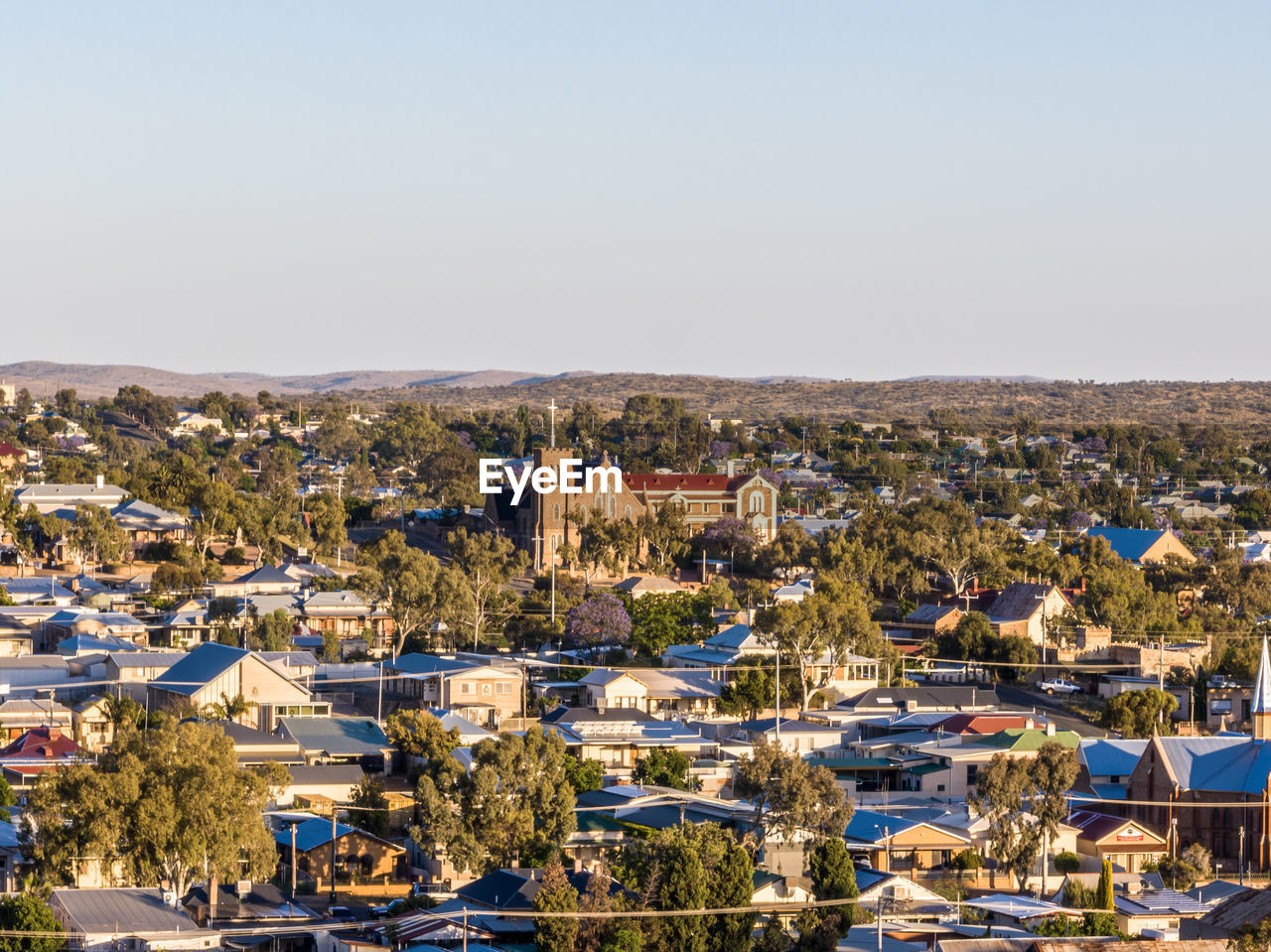 Drone view of the cathedral of the sacred heart of jesus in broken hill, new south wales, australia.