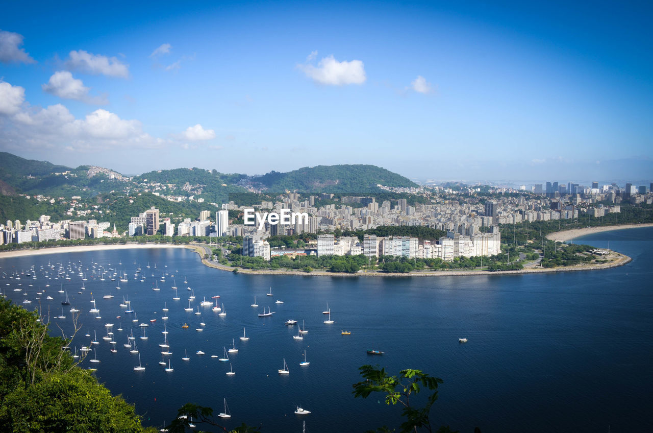 HIGH ANGLE VIEW OF TOWN AGAINST SKY