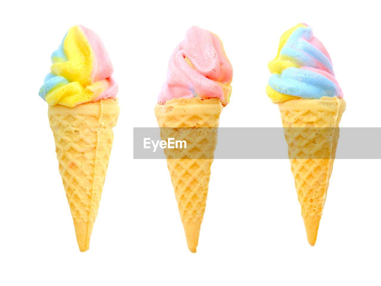 Close-up of ice creams against white background
