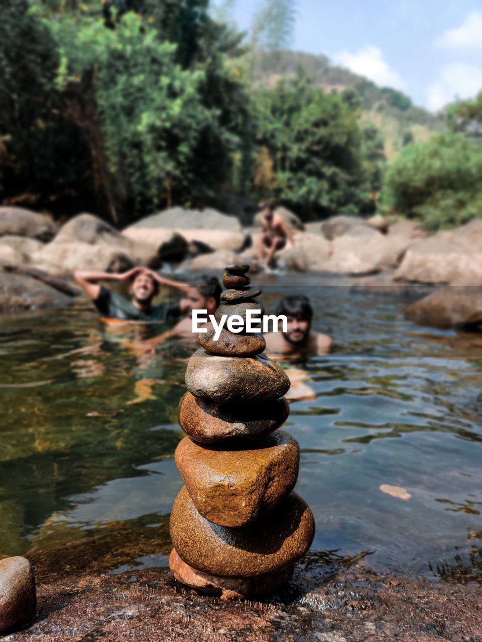 Stack of stones in lake