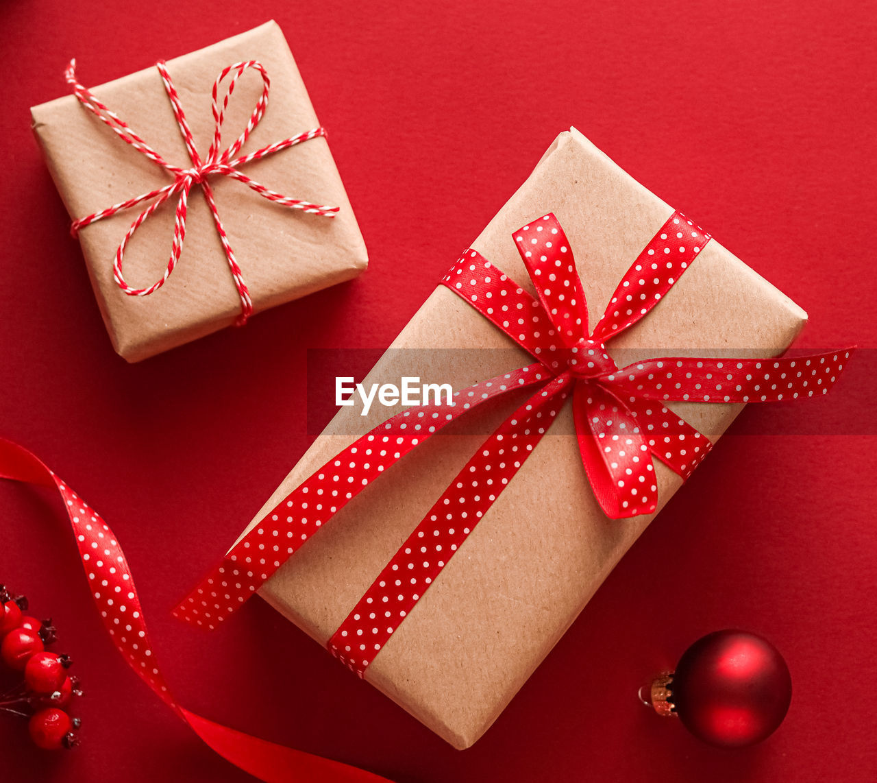 close-up of christmas decorations on table