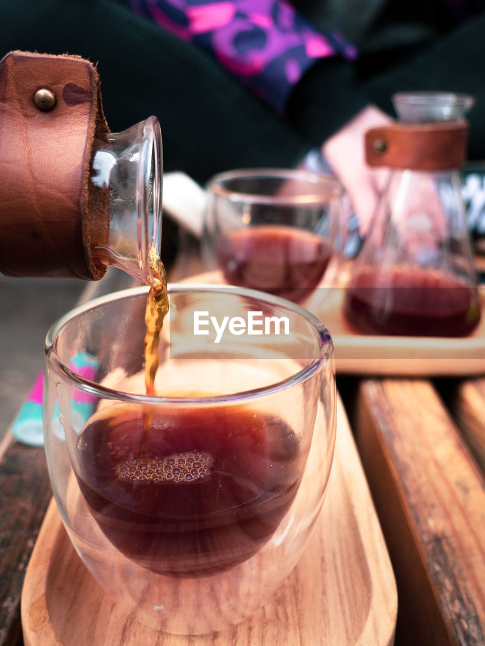 Brewed coffee pouring