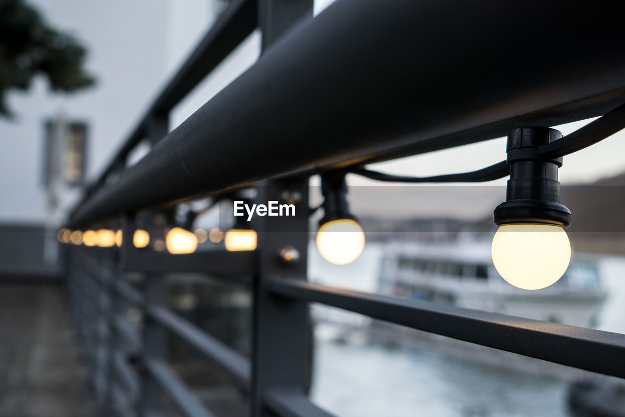 Close-up of metallic railing