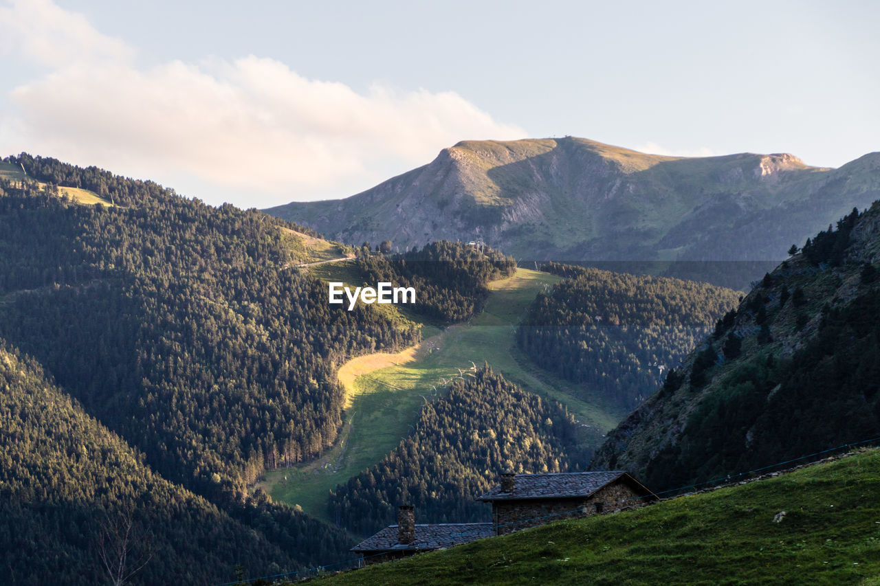 High angle view of mountains against sky