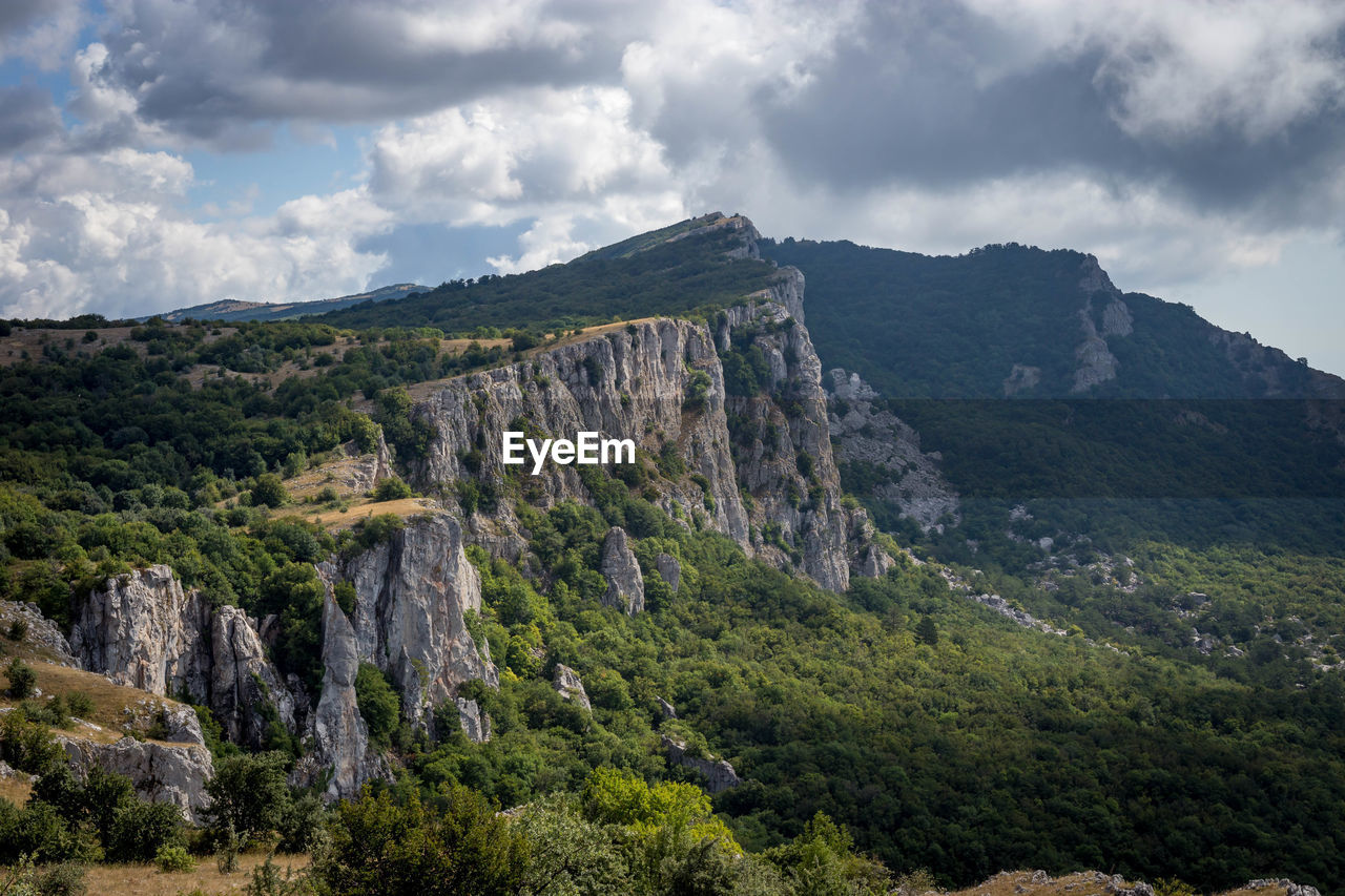 Scenic view of mountains against sky