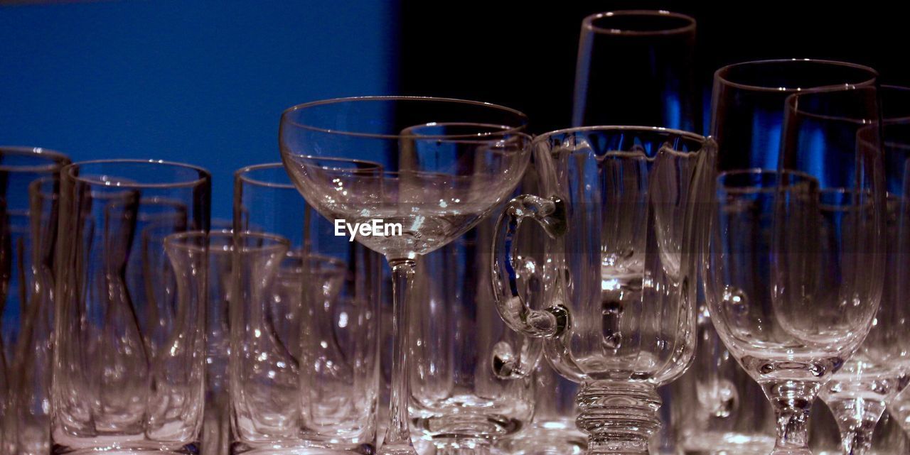 Close-up of empty glasses