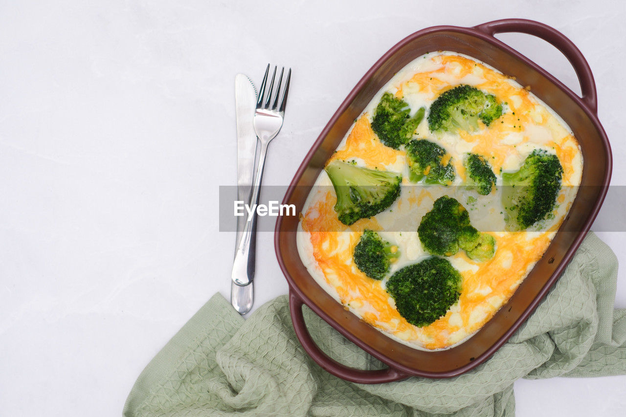 high angle view of food in plate on table