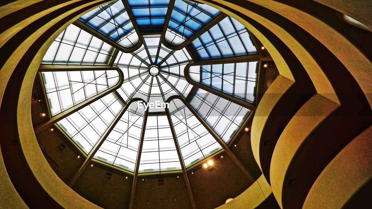 Looking up at ceiling view of skylight