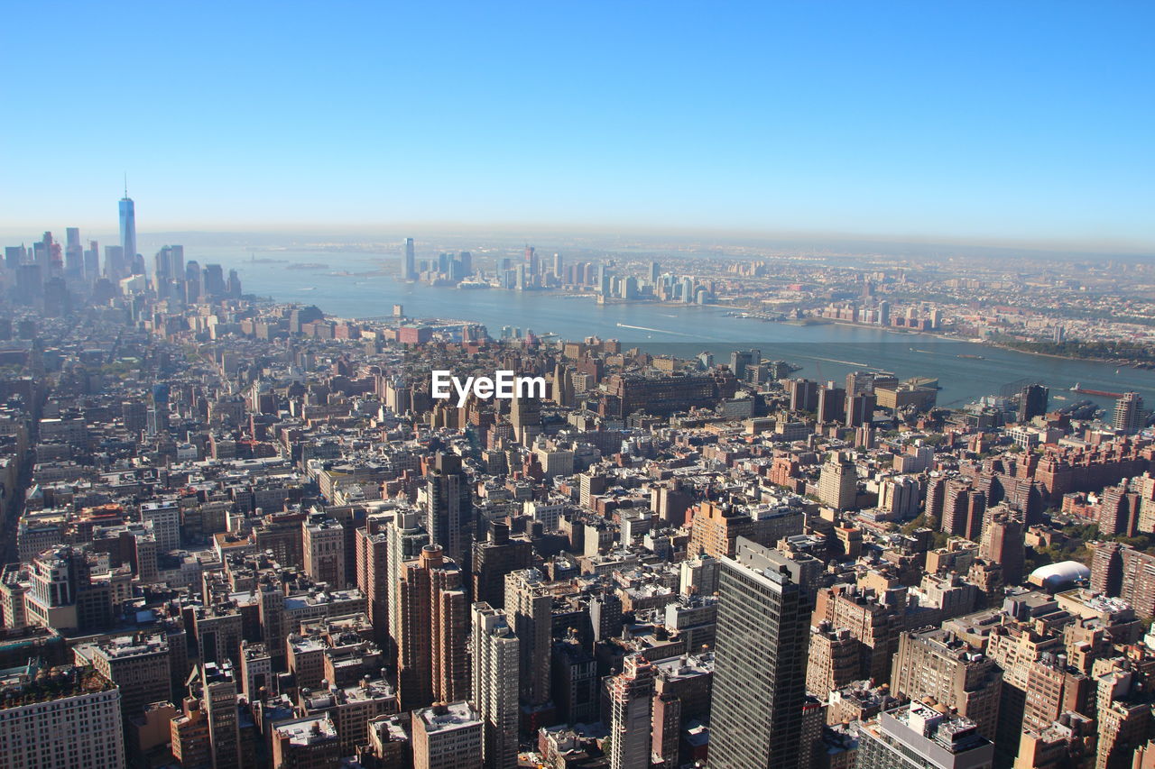 Aerial view of river in city