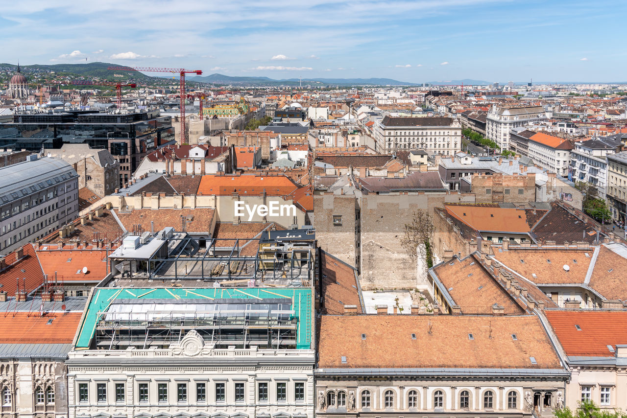 high angle view of cityscape against sky