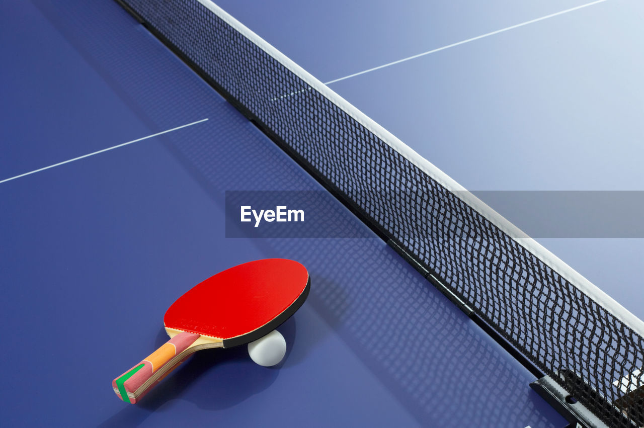 Close-up of table tennis table