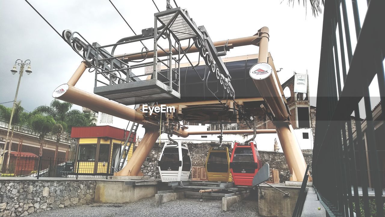 LOW ANGLE VIEW OF CRANE AT CONSTRUCTION SITE