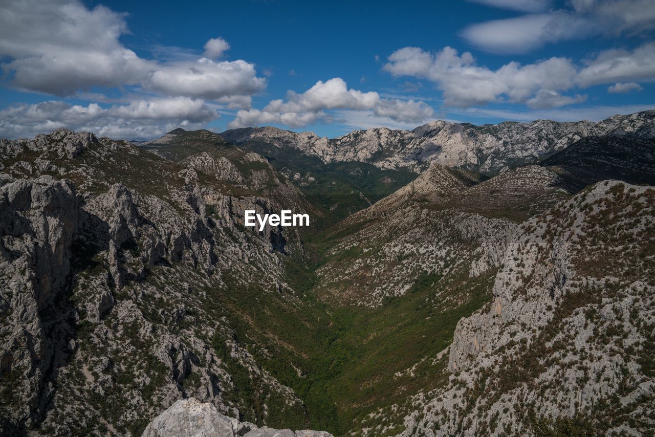 Panoramic view of mountains against sky