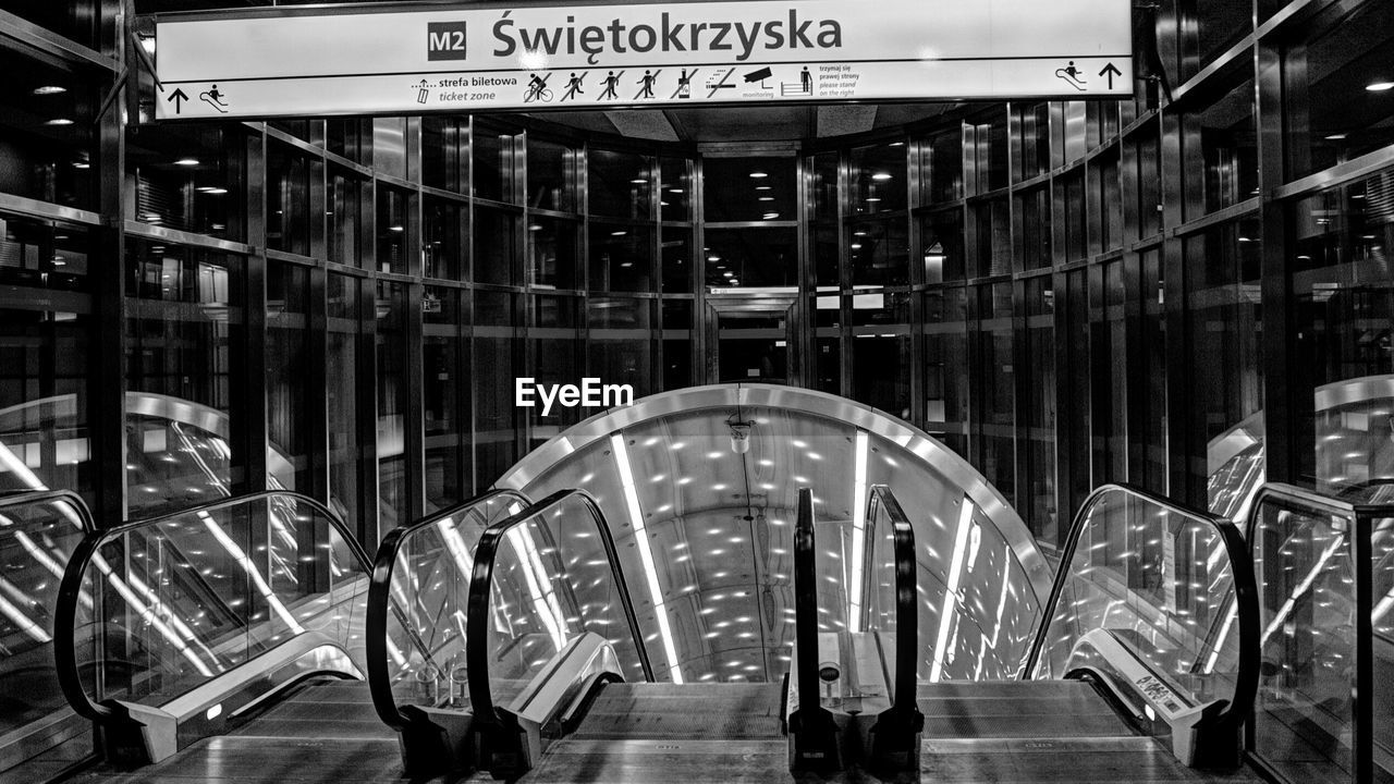 View of escalators at subway station