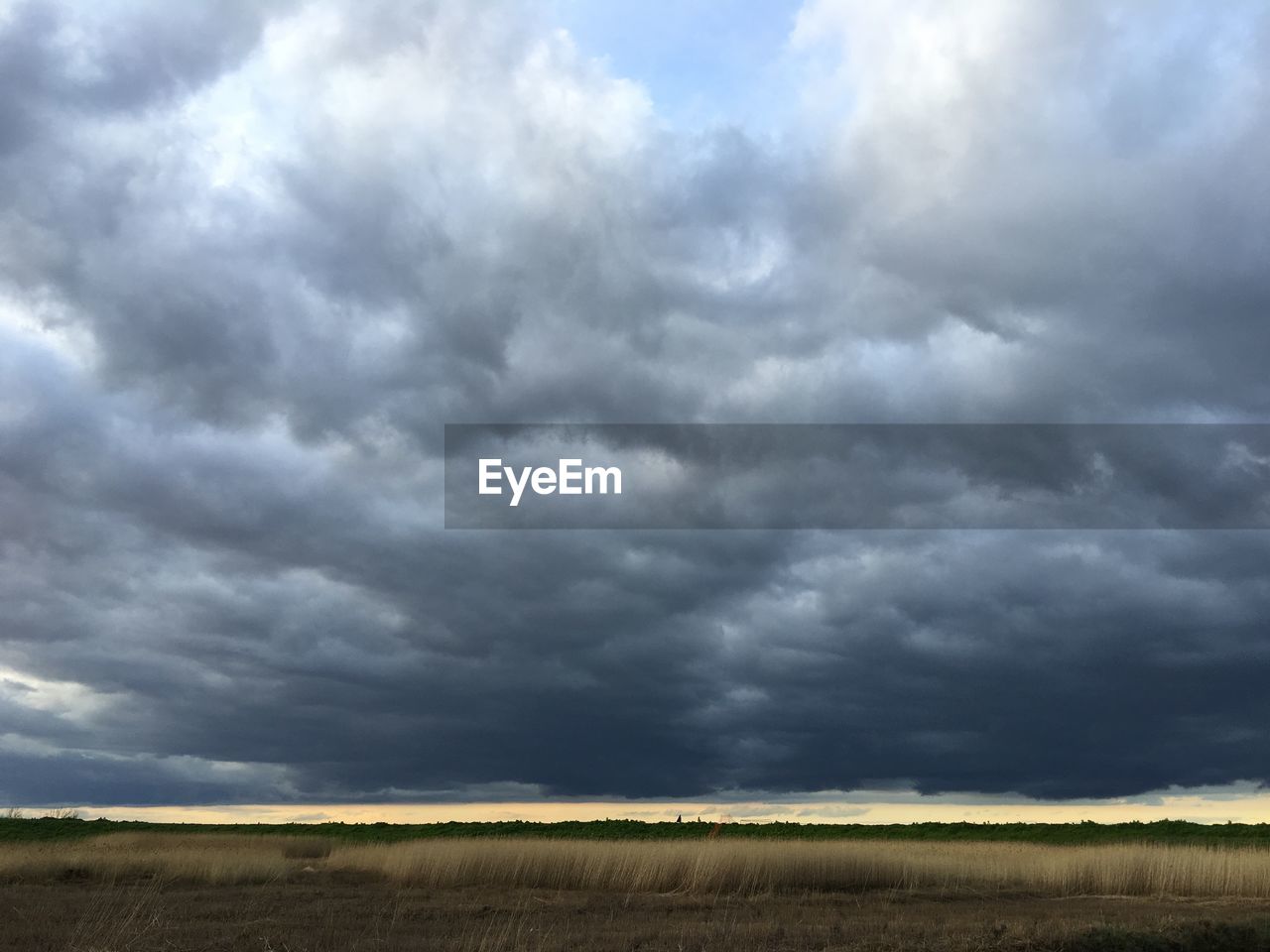 Storm clouds over field