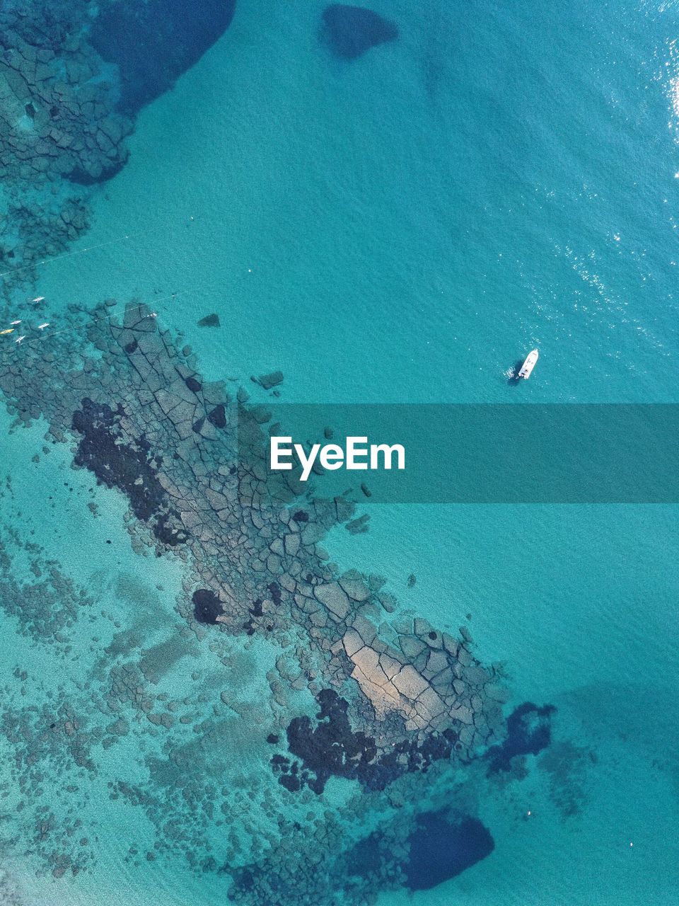 Aerial view of boat in sea