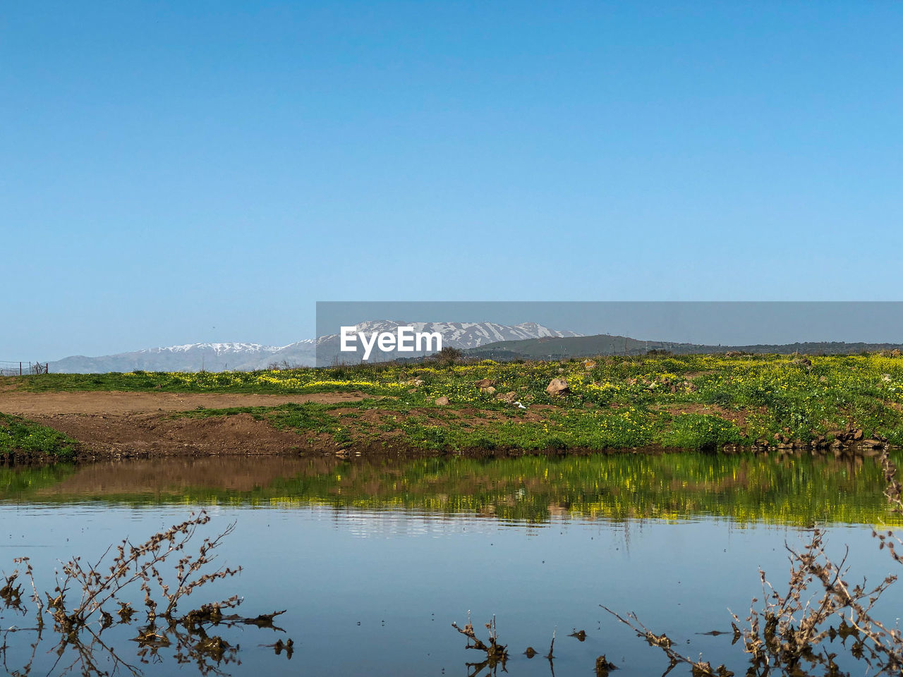 SCENIC VIEW OF LAKE AGAINST BLUE SKY