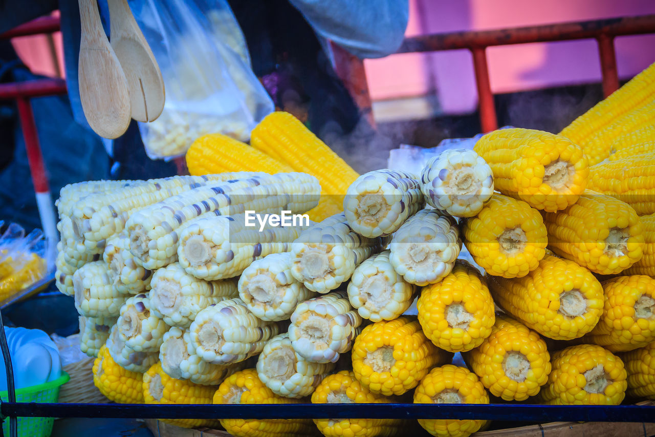 FRUITS FOR SALE AT MARKET STALL