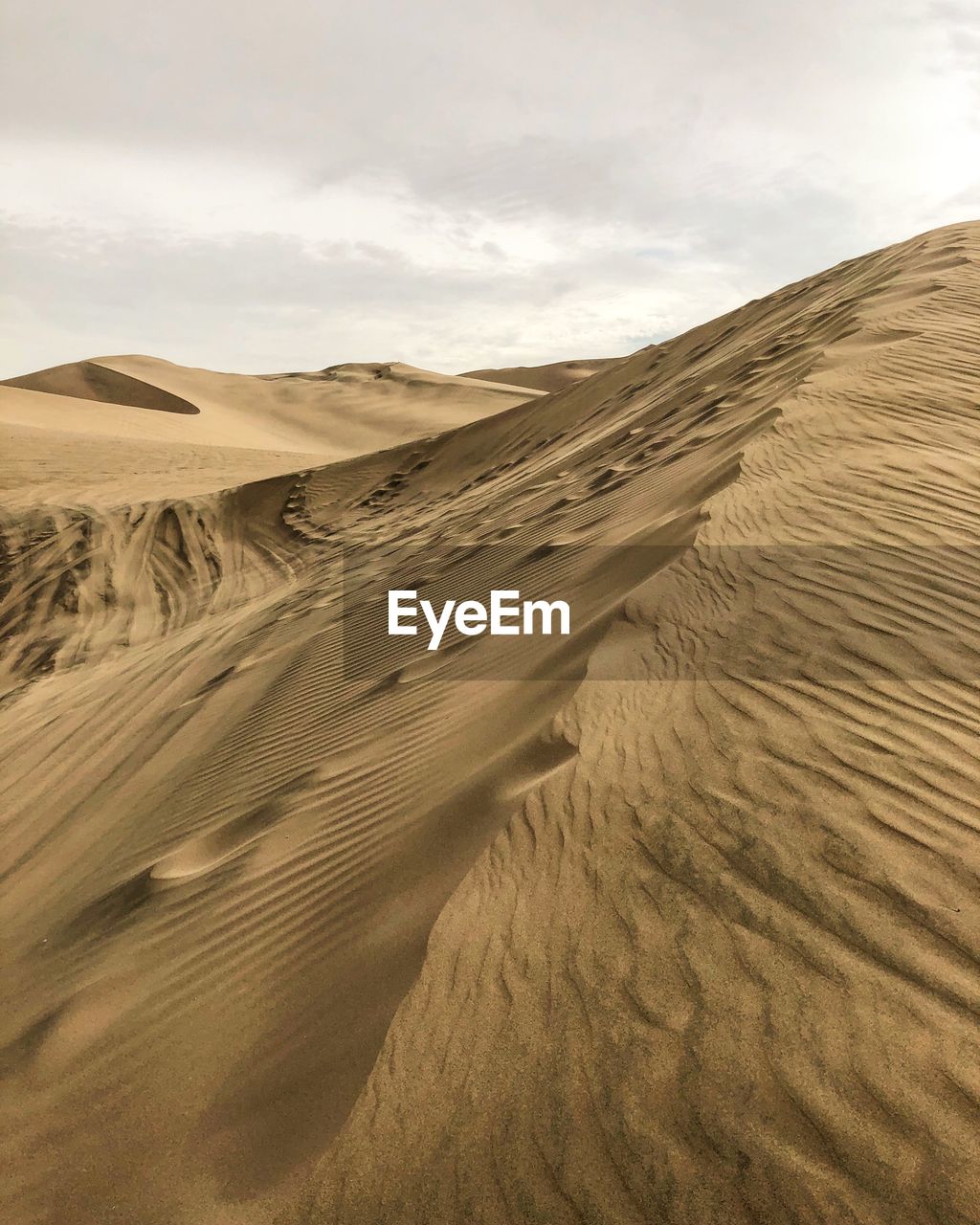 Sand dunes in desert against sky