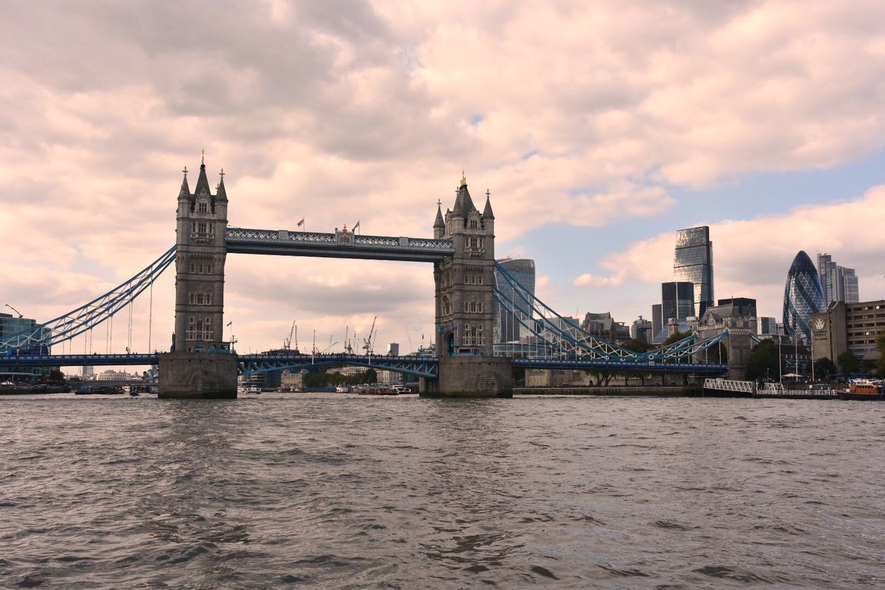 Suspension bridge over river