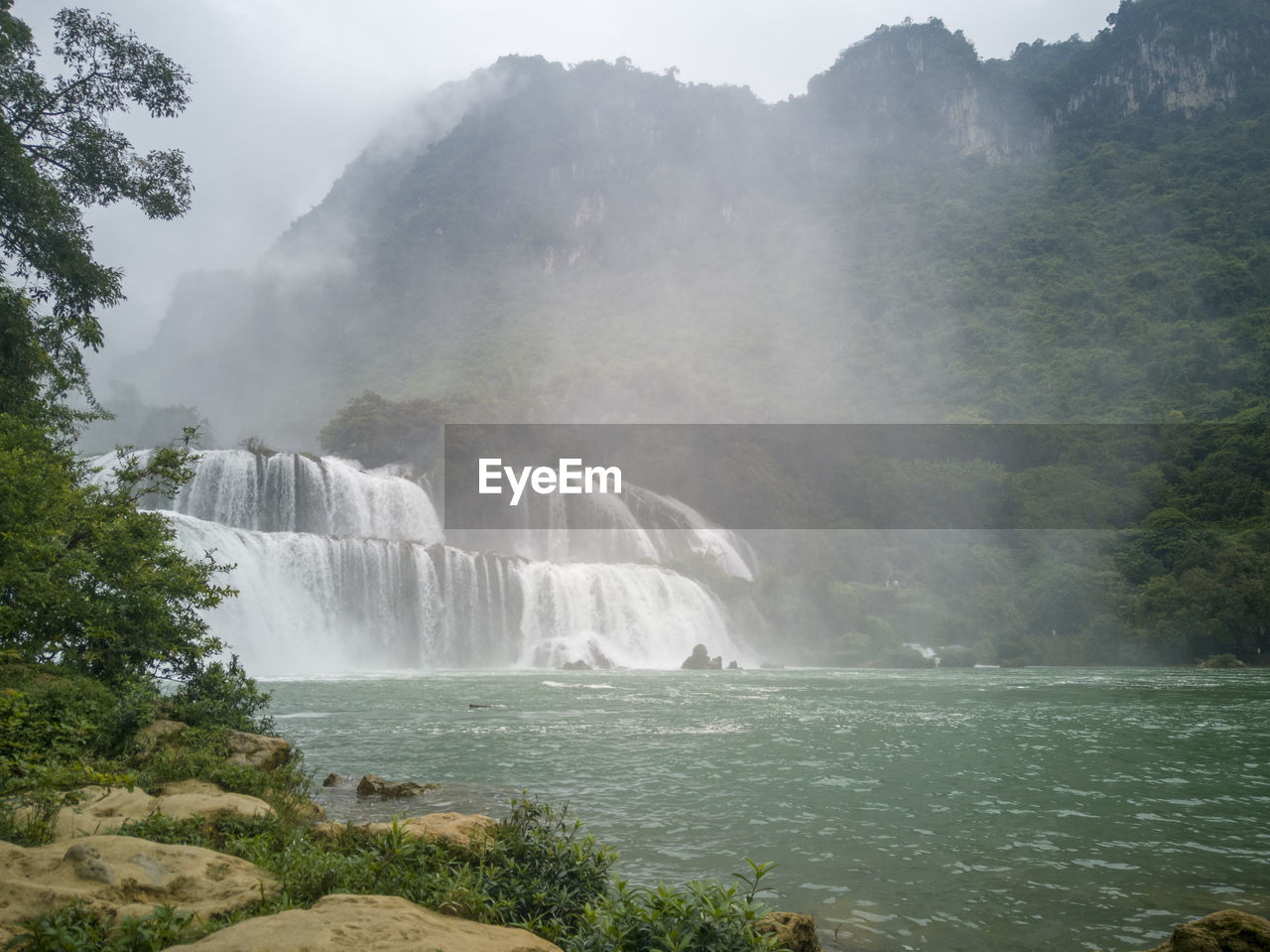 Scenic view of waterfall