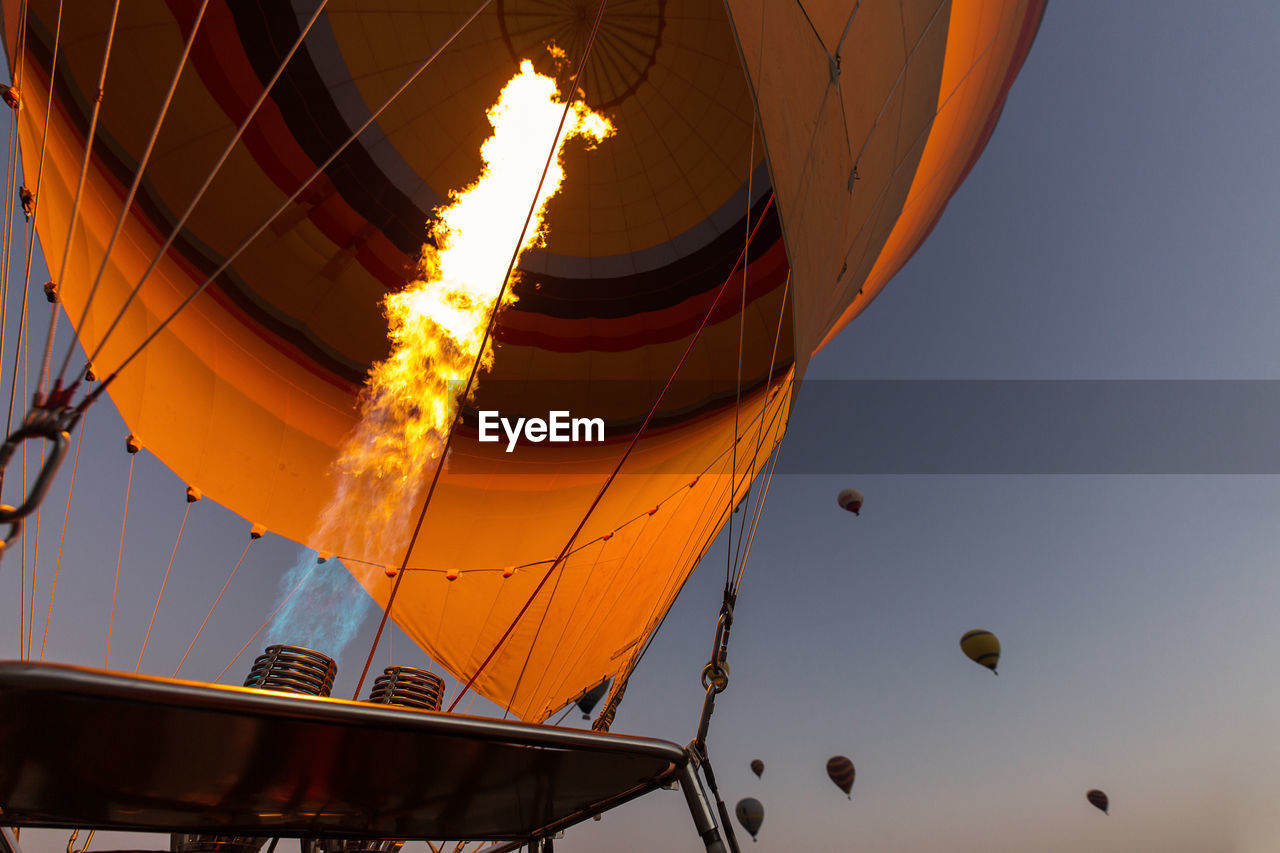 Low angle view of hot air balloon against sky