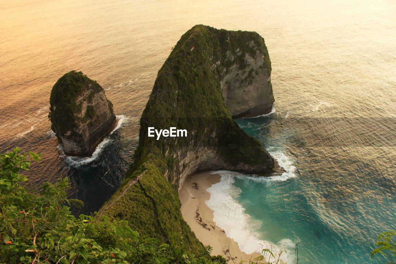 High angle view of rocks on beach