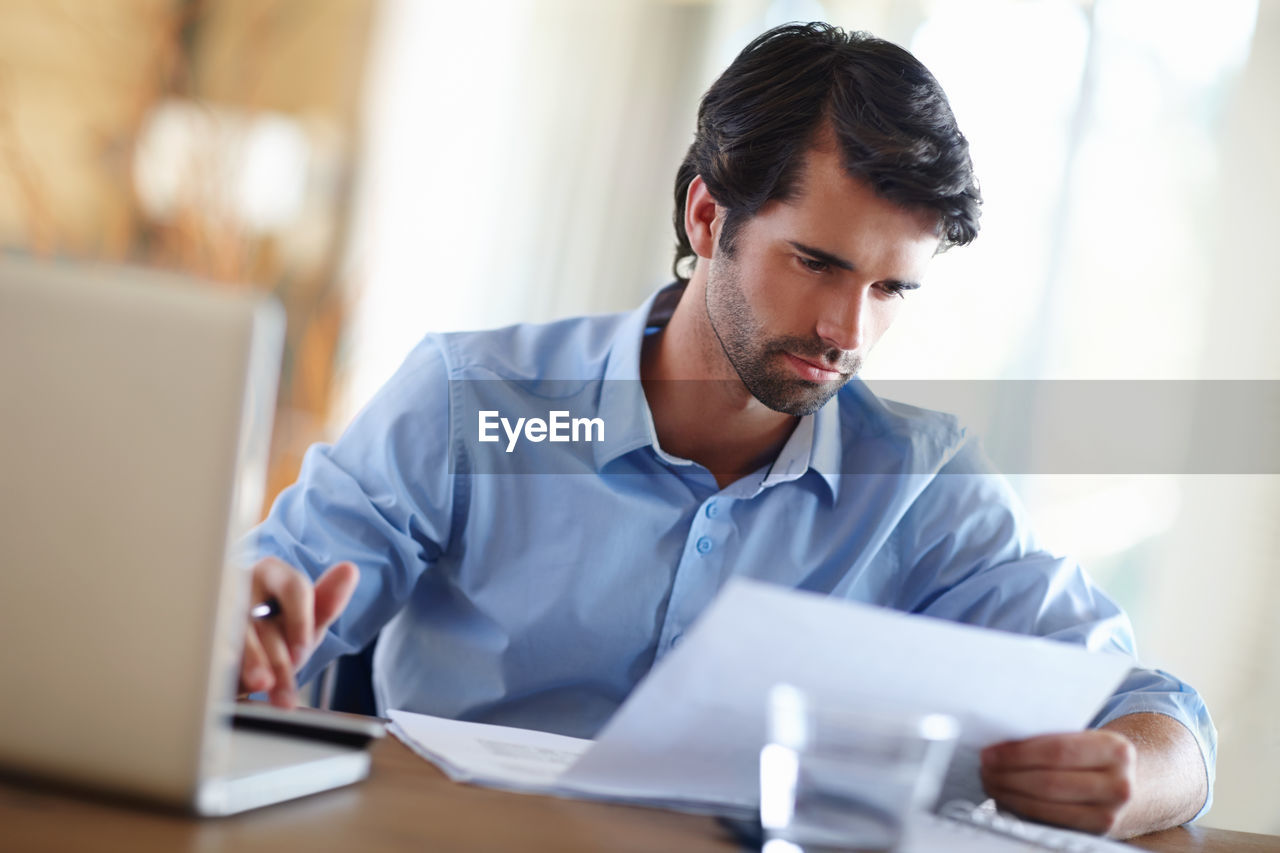 Businessman working at office