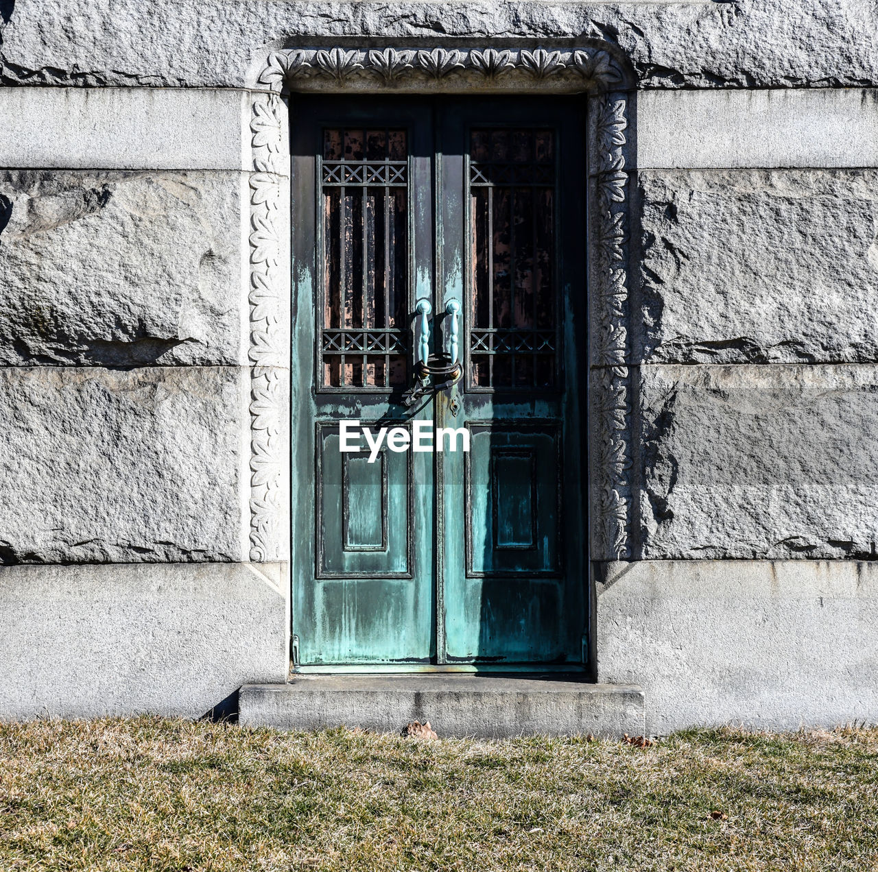 Historic city graveyard old door