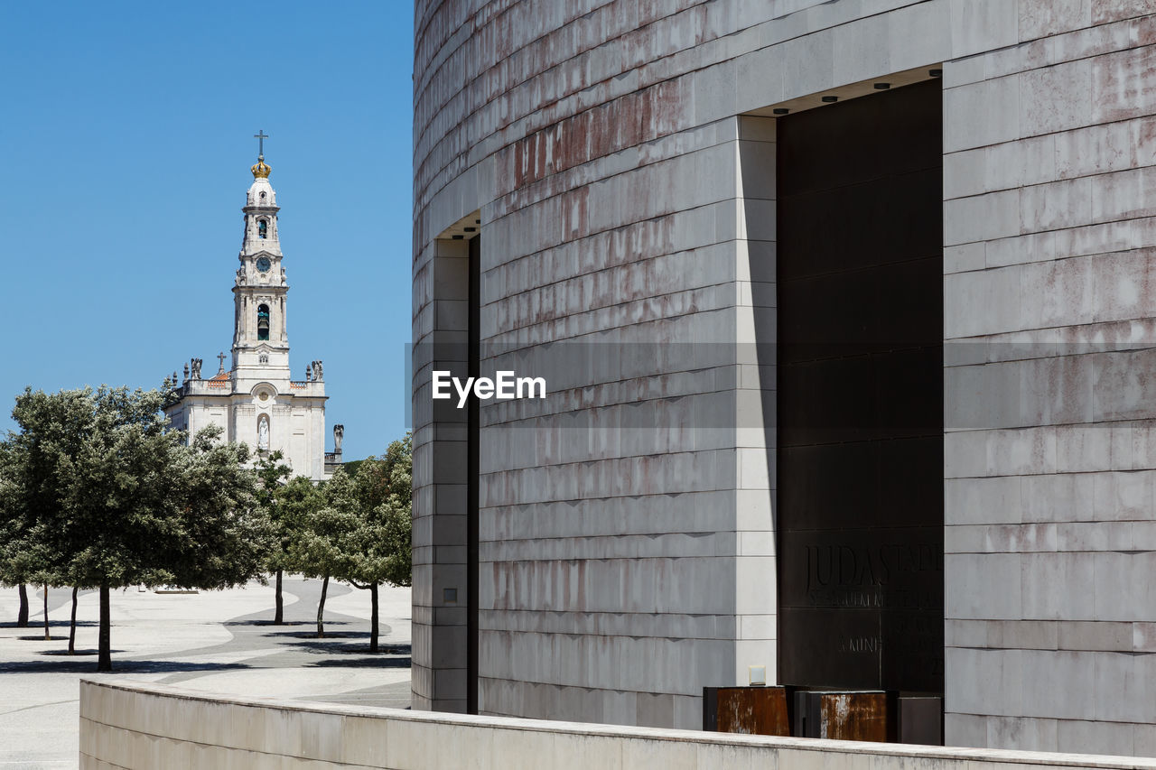 low angle view of building against clear sky