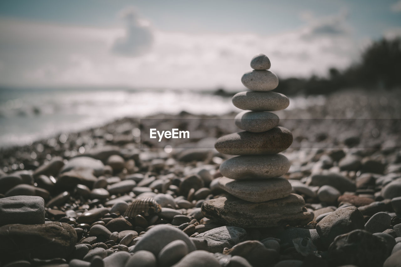 Stack of stones on beach