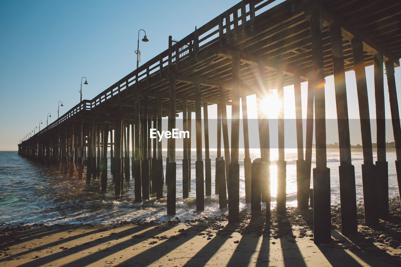 Scenic view of pier against clear sky