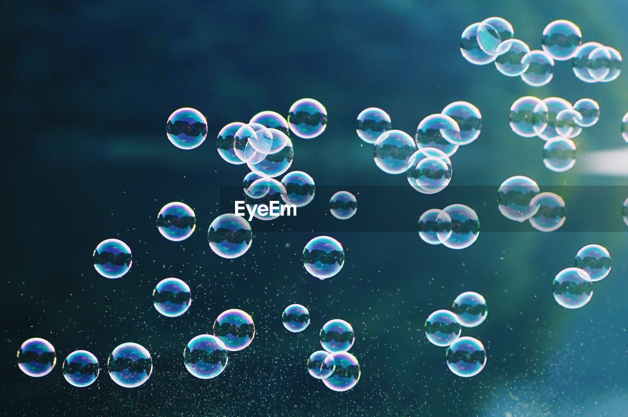 Close-up of bubbles in mid-air