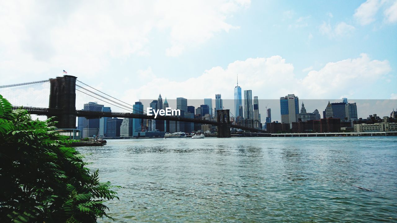 VIEW OF RIVER AND CITYSCAPE AGAINST SKY