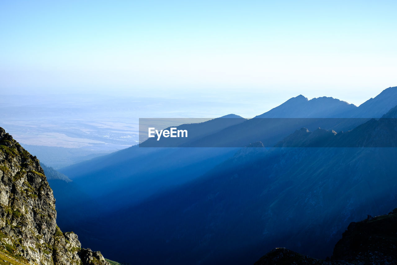 Scenic view of mountains against clear sky, fagaras mountains, romania
