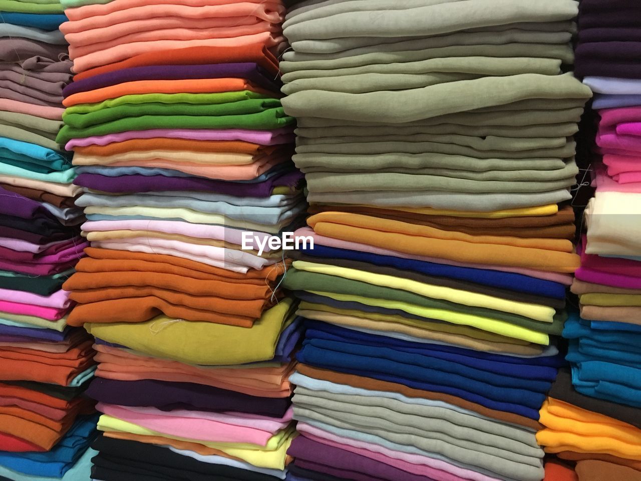 Full frame shot of multi colored textiles in store