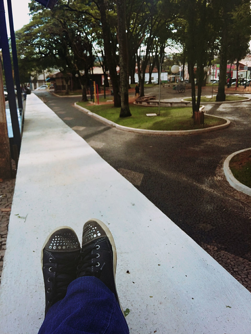 LOW SECTION OF WOMAN WALKING IN PARK