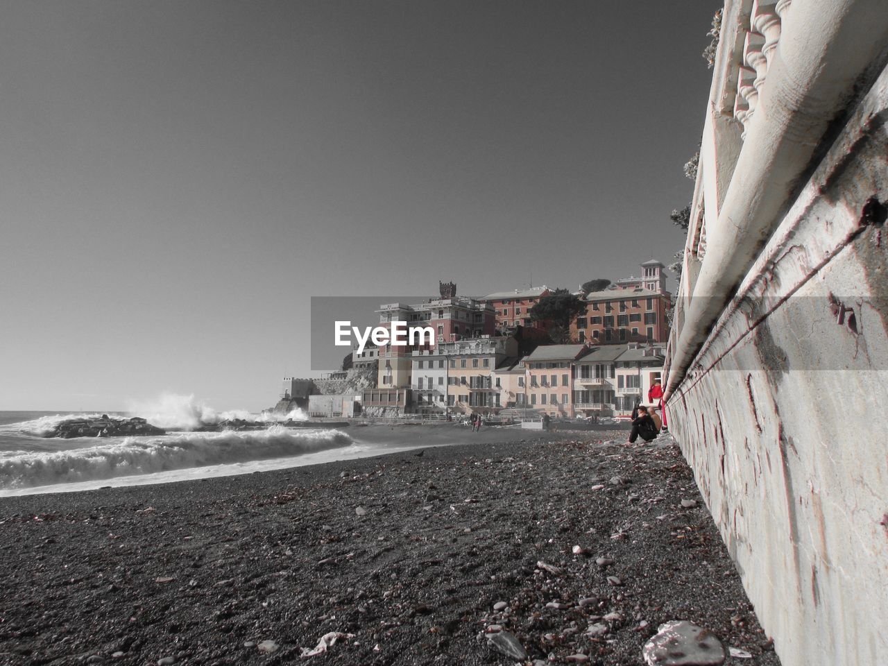 Scenic view of beach against clear sky