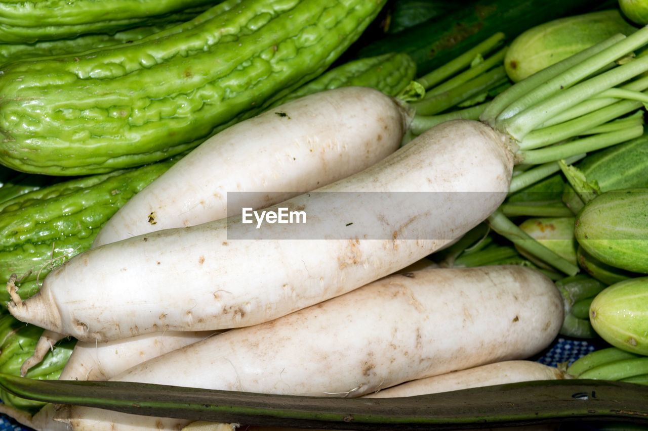 HIGH ANGLE VIEW OF VEGETABLES ON MARKET