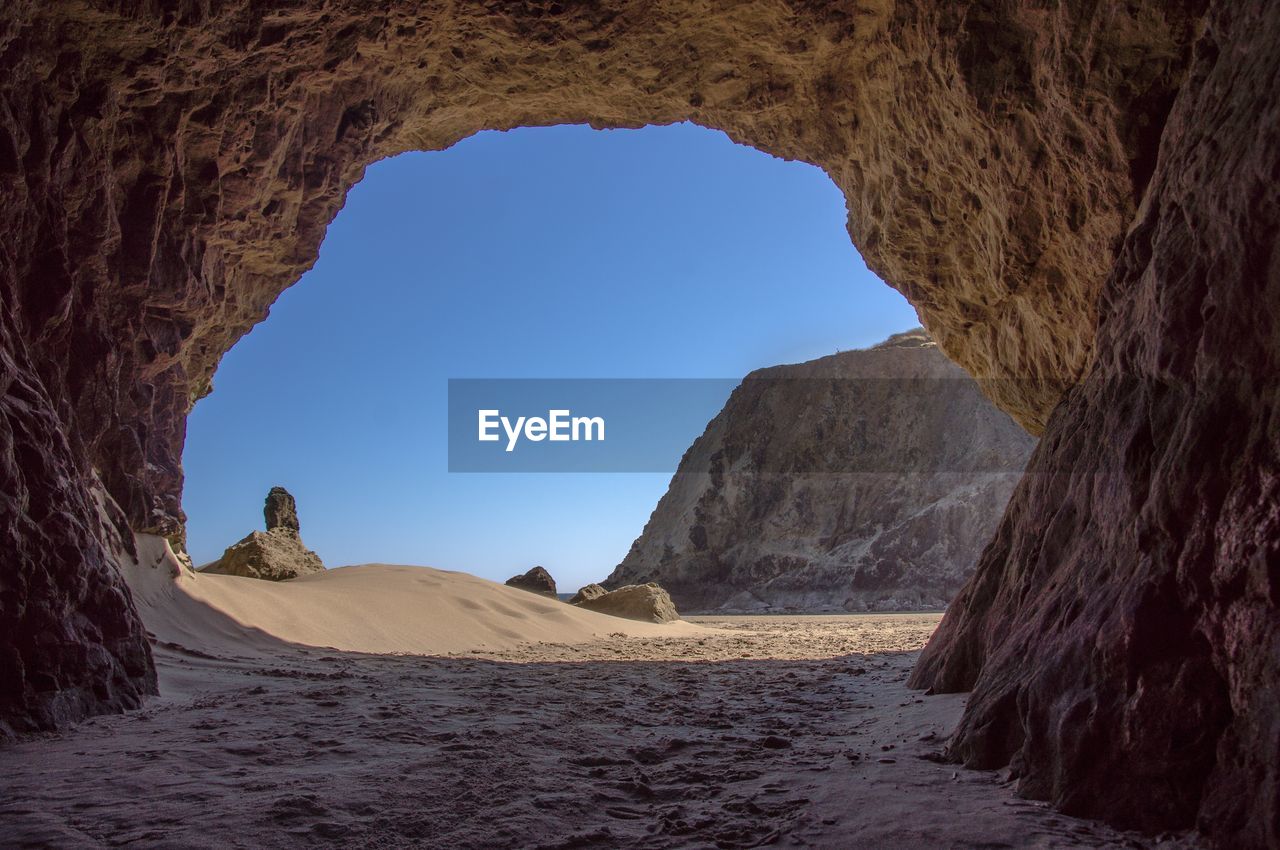 View of rock formations in desert