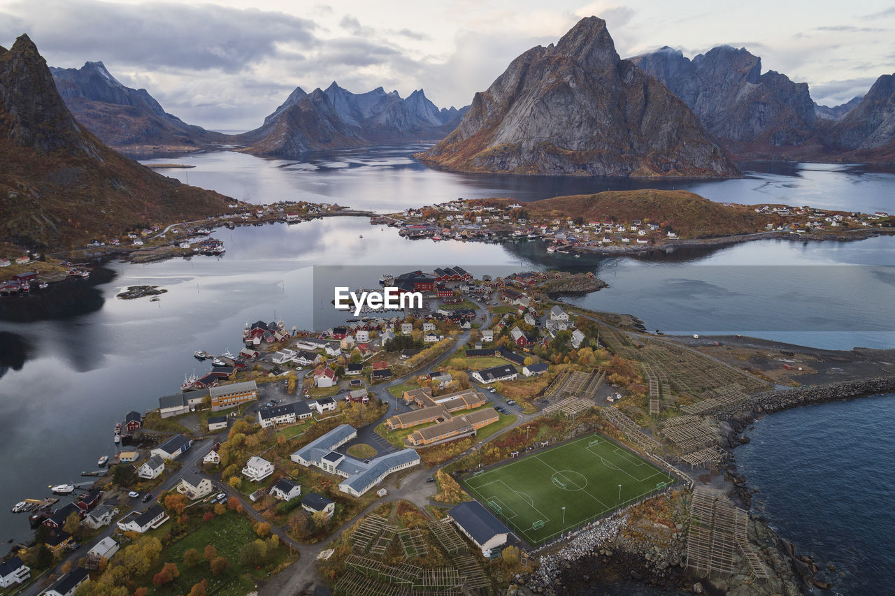 Reine village environment from an aerial point of view