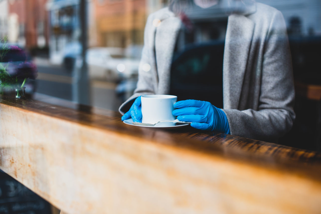 Coffee cup on table at cafe