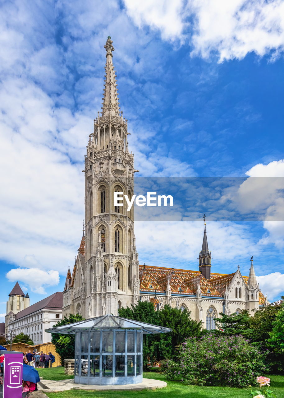 Church of the assumption of the buda castle in budapest, hungary, on a sunny summer morning